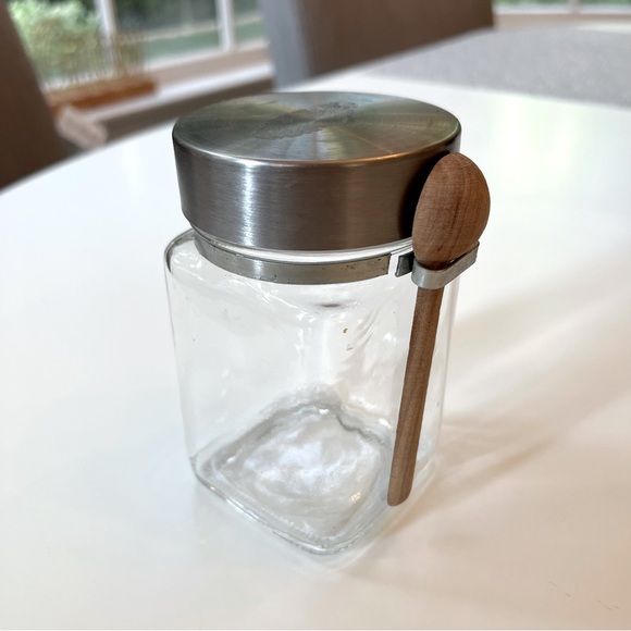Other - Glass Spice Jar with Silver Lid and Wooden Spoon